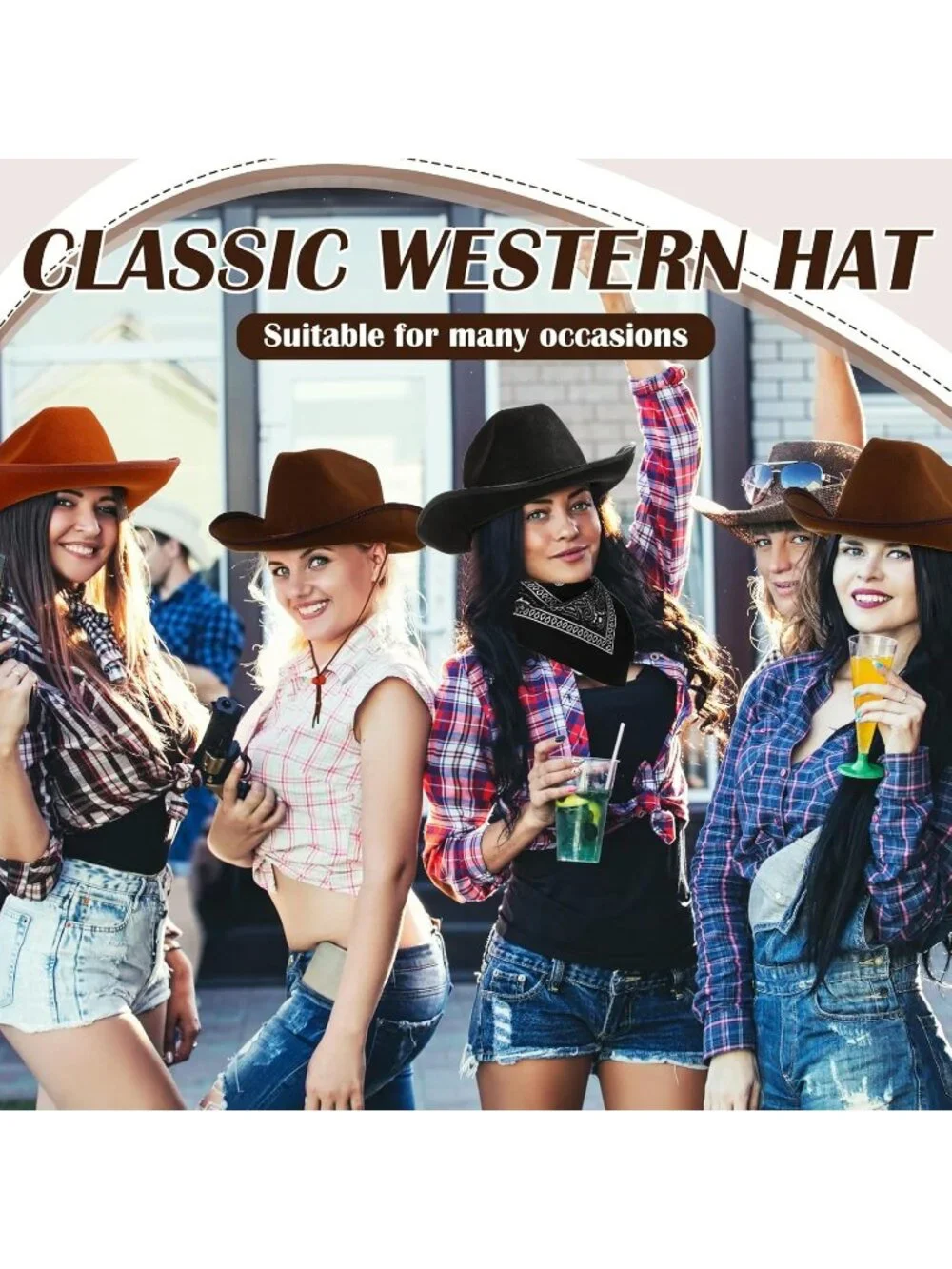 Men's Brown Bandanas Bulk Adjustable Felt Western Cowboy Cowgirl Hat 12 Pcs